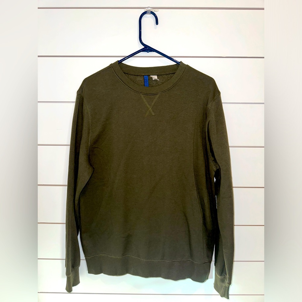 Divided Olive Green Basic Crewneck Sweatshirt Size Large